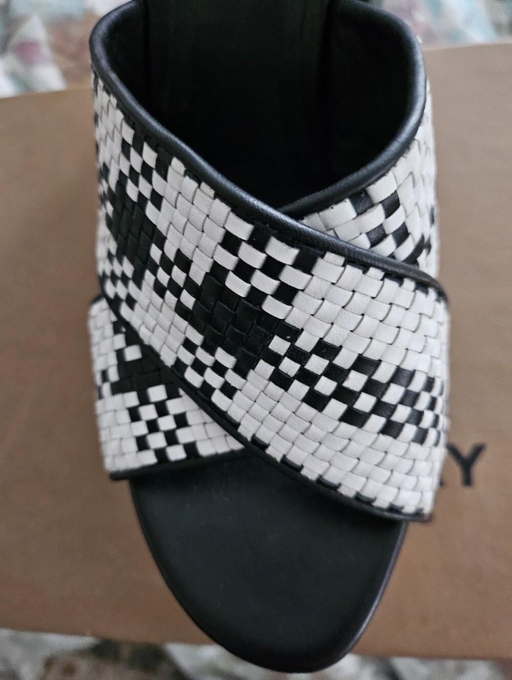 Burberry Castlebar Ankle Strap High Heel Sandal Black White - Picture 6 of 7